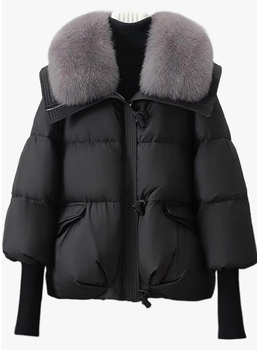 Fashell Women’s Oversized Fur Collar Winter Coat – Thick Warm Short Down Jacket 2025 Collection